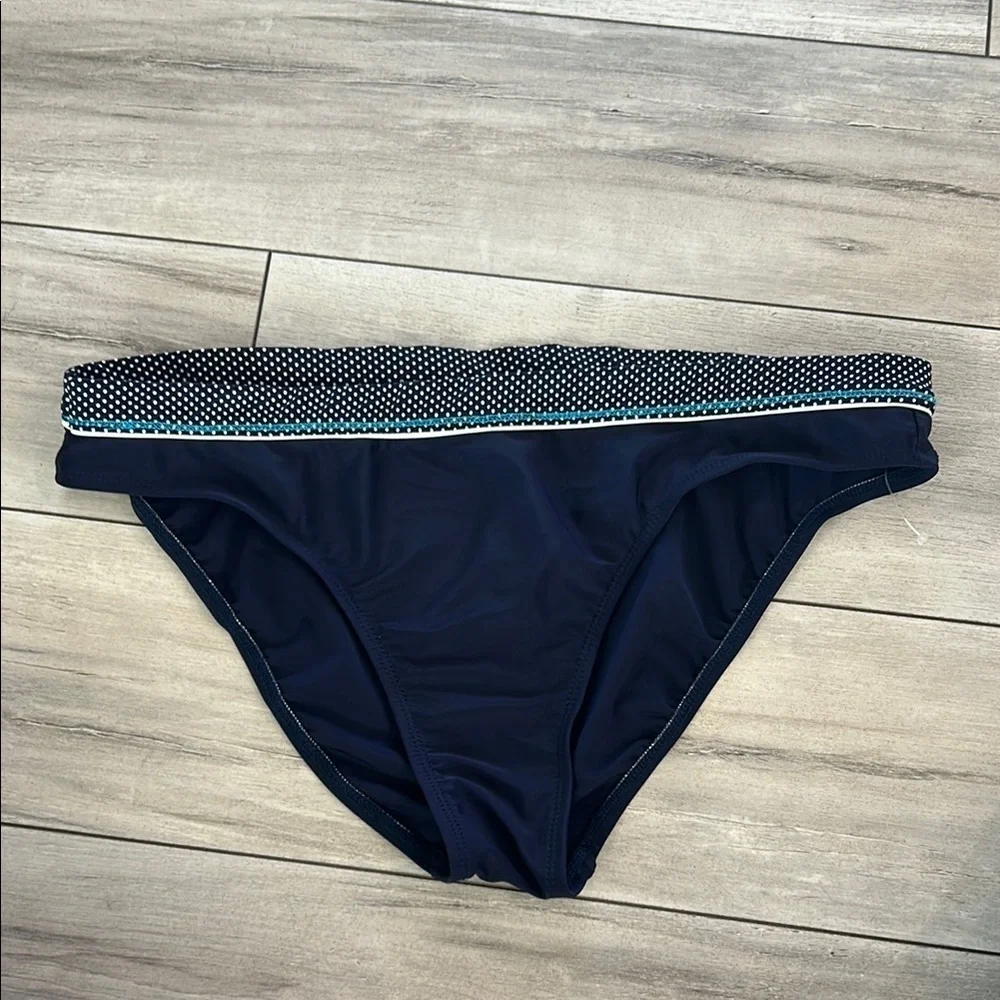 24th & Ocean navy blue polka dot bikini swim bottoms size XL NWOT